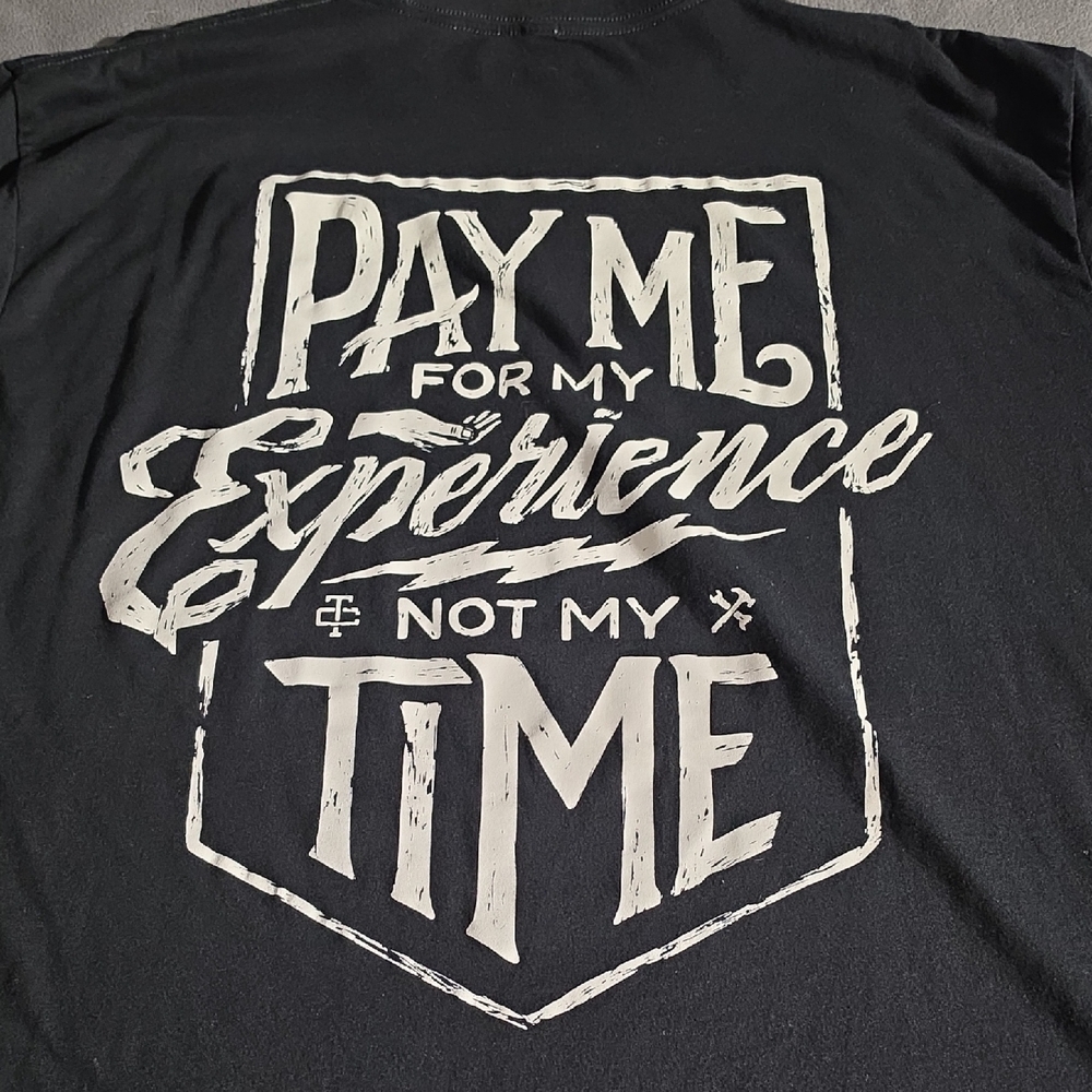 Trolls Black Short Sleeve Tee with White 'Pay Me For My Experience' Graphic
